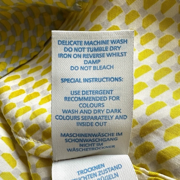 Boden Blouse Women's Size 12R Carey Yellow Geometric Long Sleeve Silk Boho Top - Picture 9 of 15